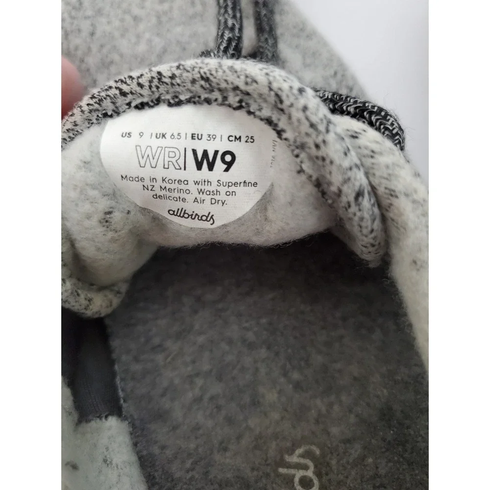 Allbirds Merino Wool Running Shoe Sneakers Light Heather Gray Black Soles Size 9 - Picture 5 of 6